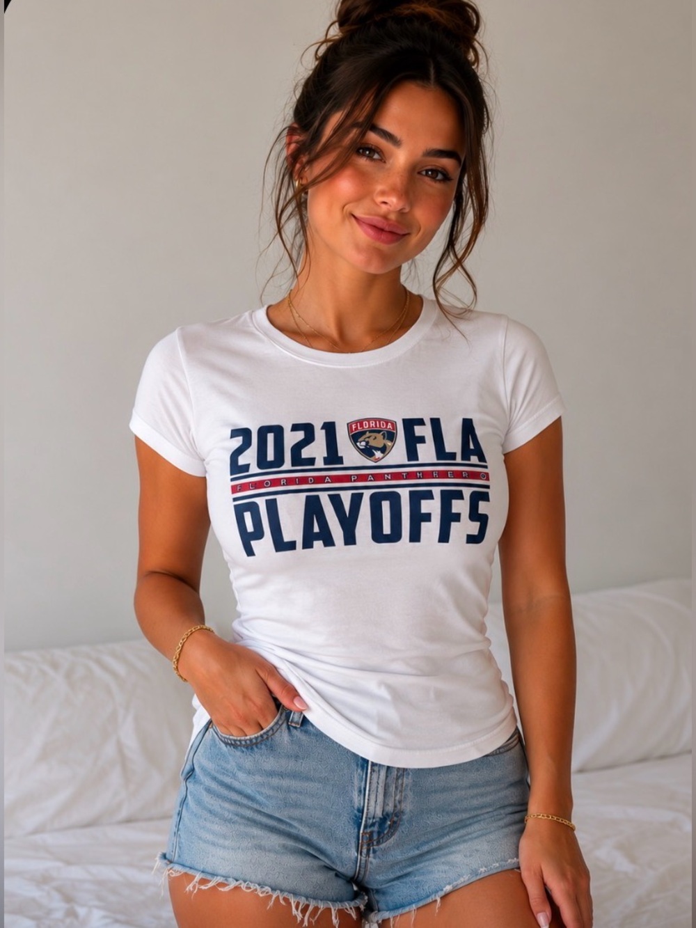 Alternative Women’s Florida Panthers 2021 FLA playoffs white cotton soft t-shirt